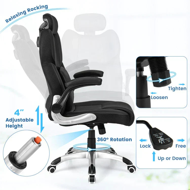 Ergonomic Office Chair with Kneading Massage & Adjustable Headrest – Reclining, Padded Seat