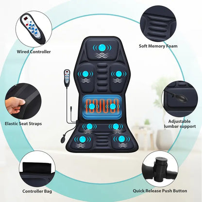 Full Back Massager with Heat – Shiatsu Chair Pad, Deep-Kneading, Adjustable Intensity