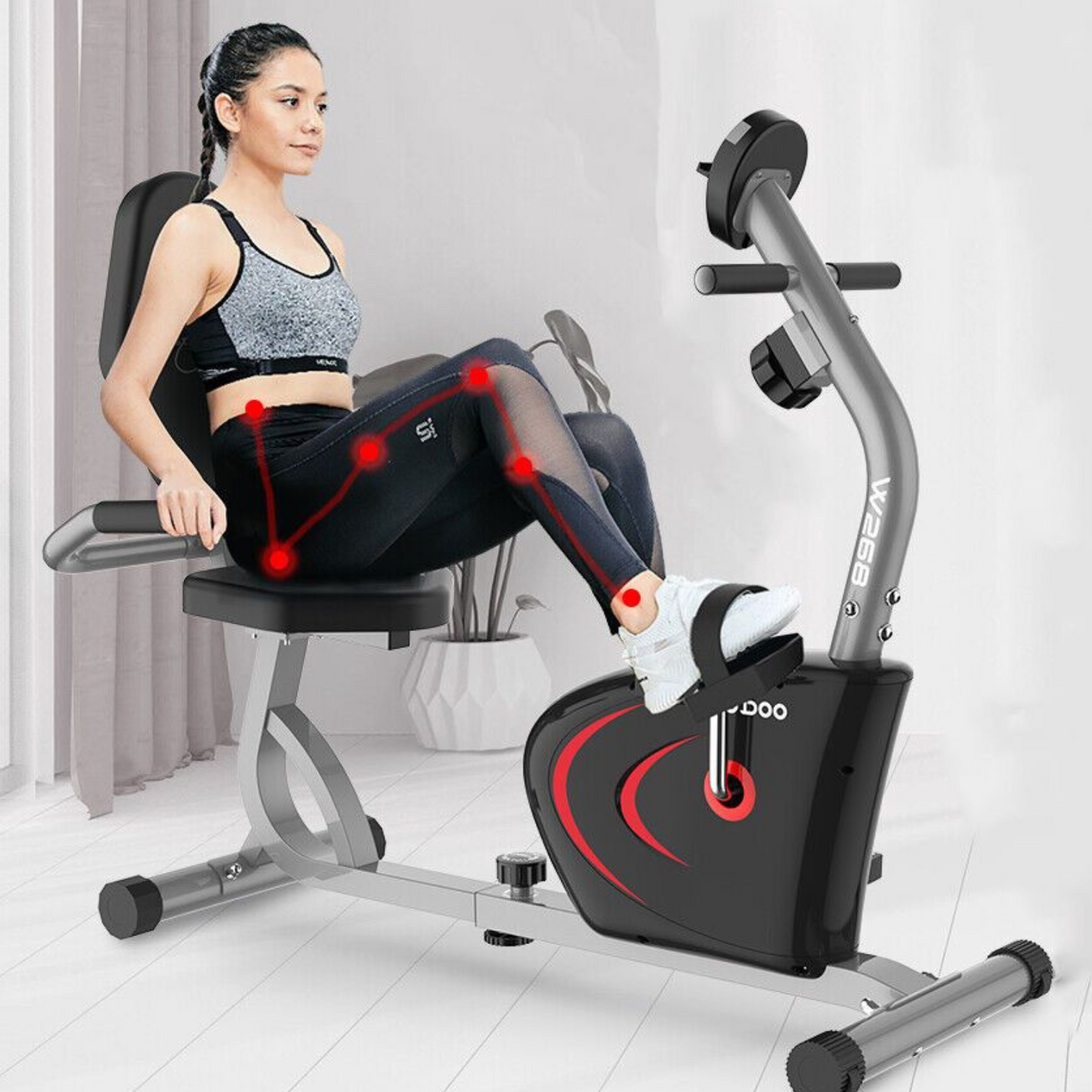 Indoor Recumbent Exercise Bike – Electric Home Gym Fitness Stationary Cycle