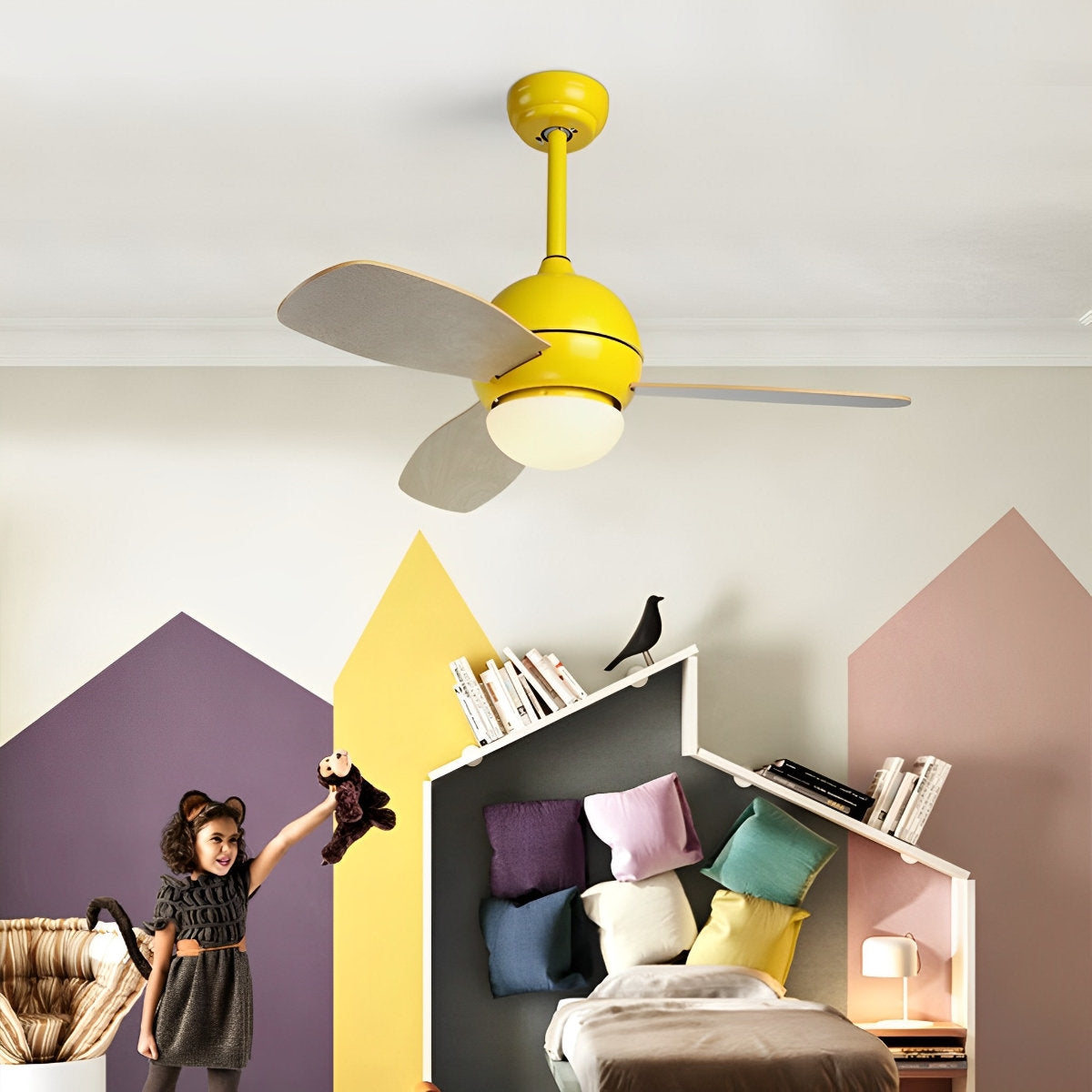 Nordic Minimalist LED Ceiling Paddle Fan with Remote Control Adjustable Wind Speed Fan