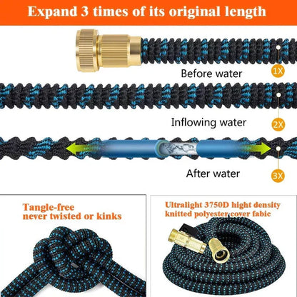 Expandable Garden Hose – Heavy Duty Flexible Water Hose with Nozzle
