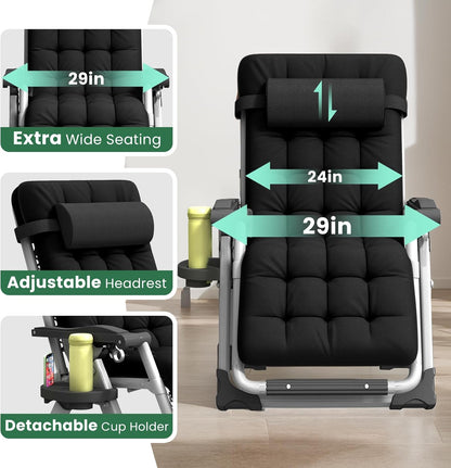 Big & Tall Outdoor Recliner – Oversized 500LB Folding Patio Lounge Chair | Ventayan