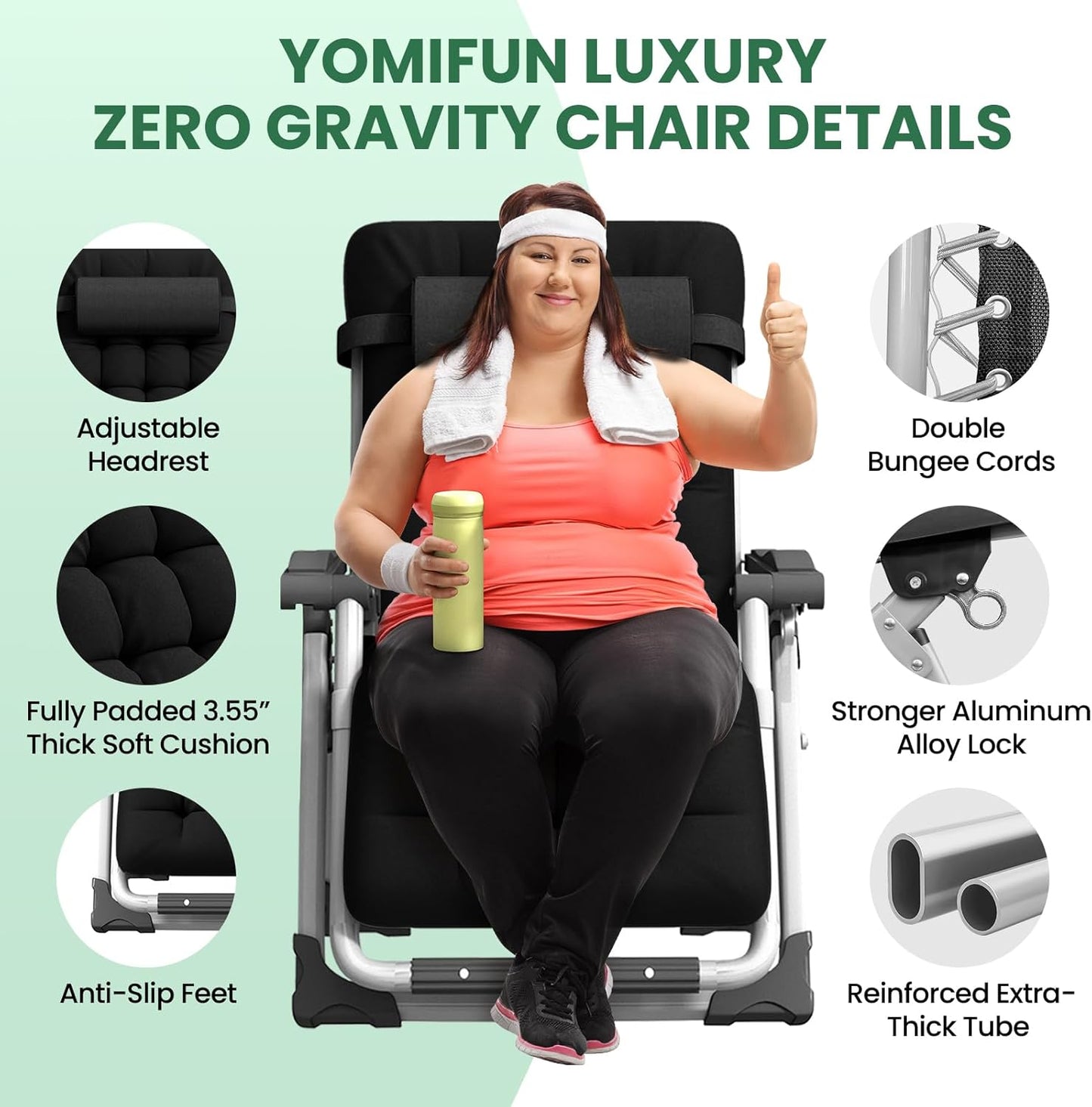 Heavy-Duty Outdoor Folding Lounge Chair – 500LB Capacity Patio Recliner | Ventayan