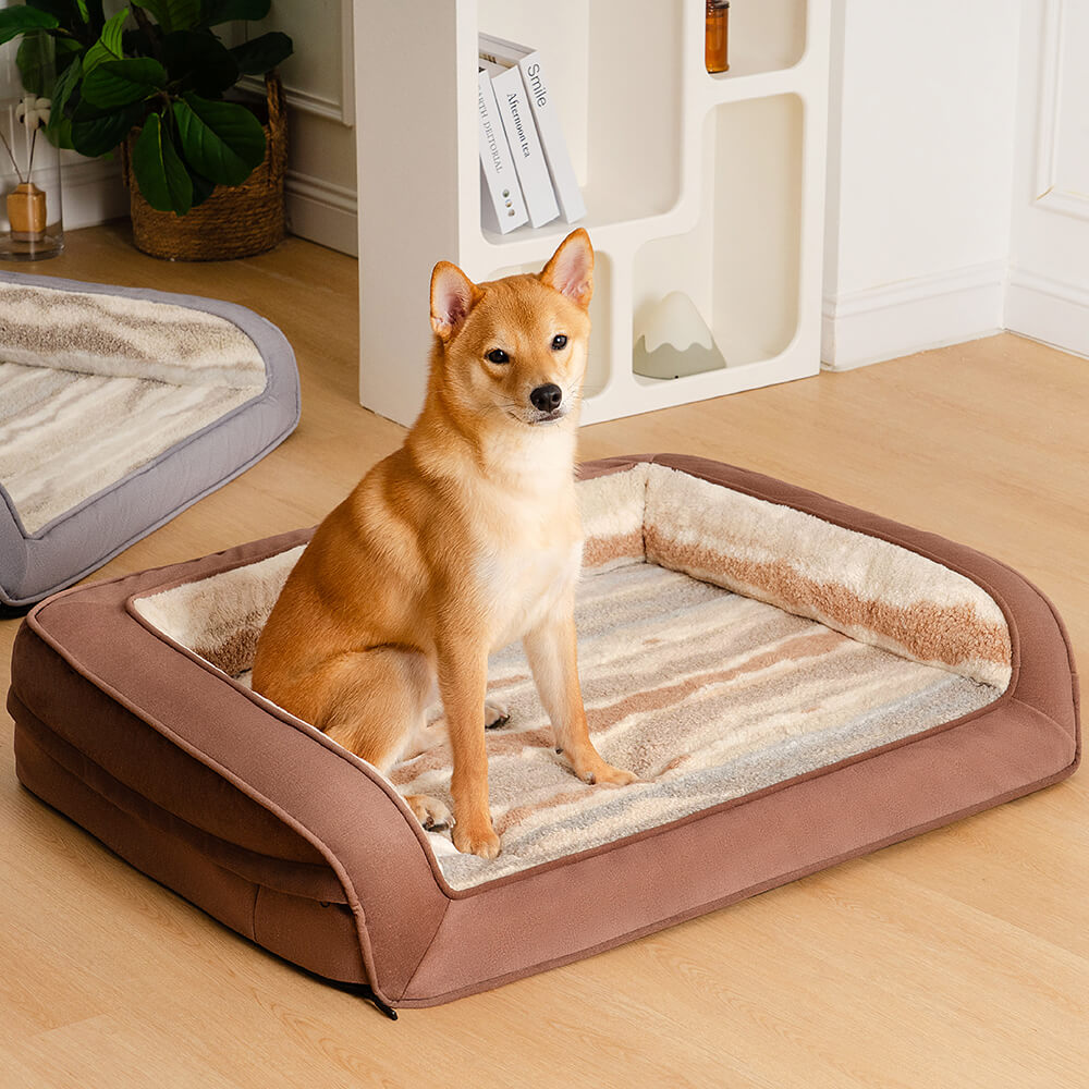 Cozy orthopedic dog sofa made of lambswool