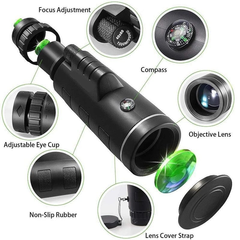 10X Starscope HD Monocular - High Power Monocular With Smartphone Holder & Tripod