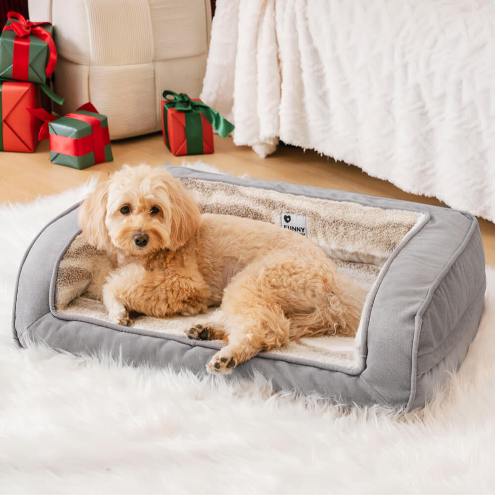 Cozy orthopedic dog sofa made of lambswool