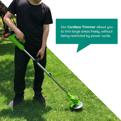 Cordless Grass Strimmer – Battery Powered Garden Trimmer with Steel Blades | Ventayan