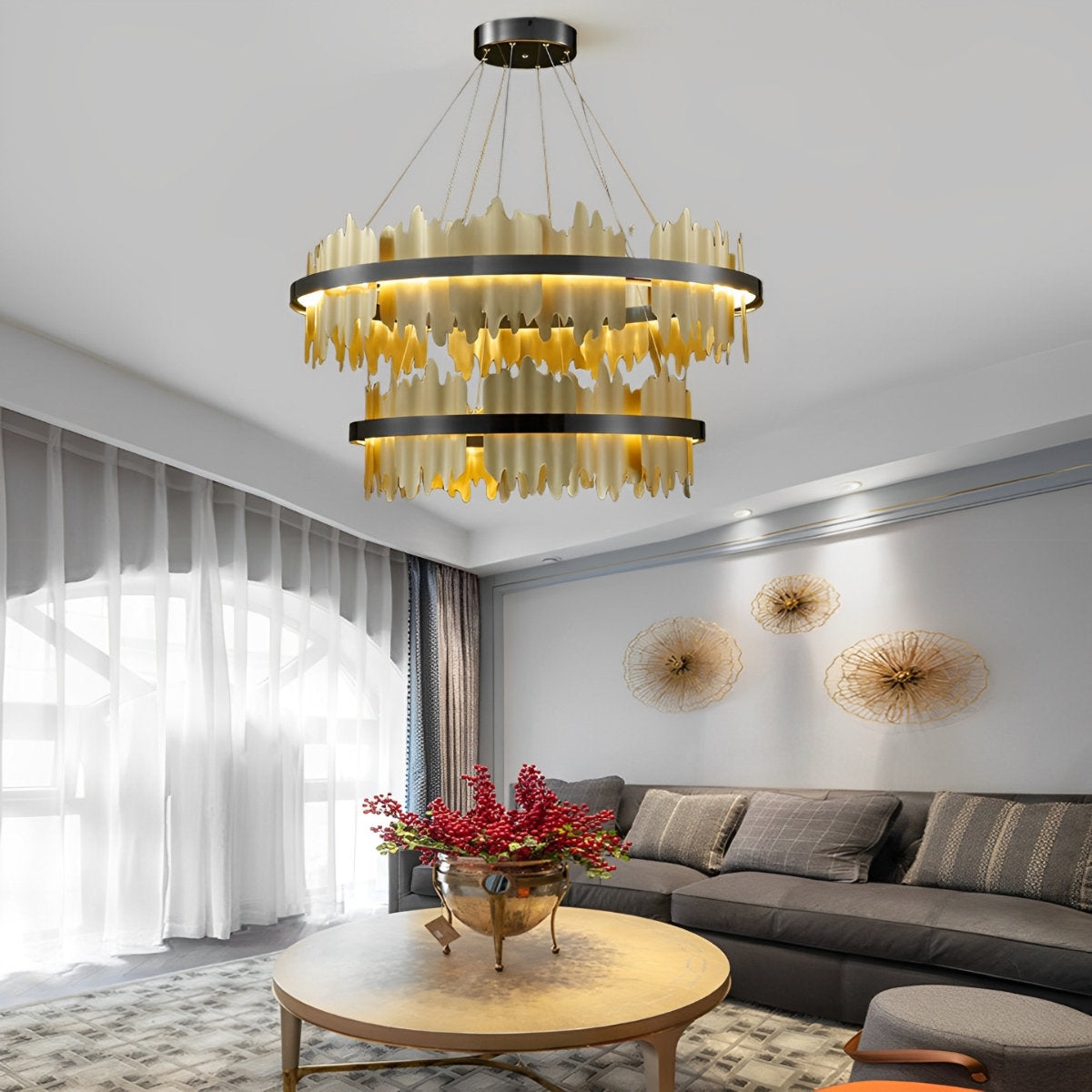 Creative Iceberg Design Metal Circular Stepless Dimming LED Light Chandelier