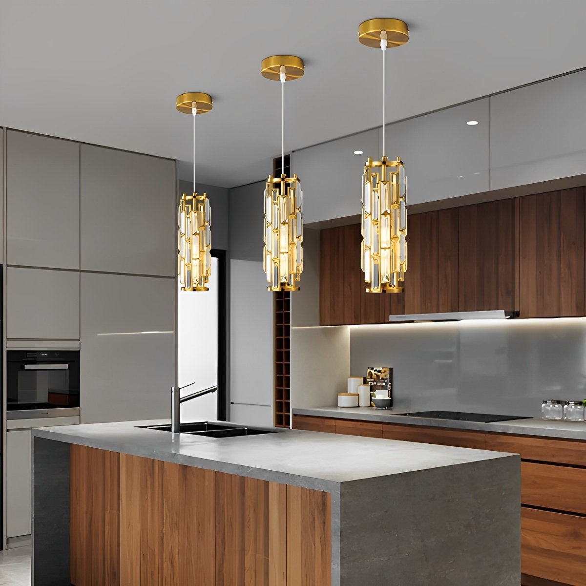Creative Iron Crystal Glass Industrial Chandelier Pendant Lights Ceiling Lamp