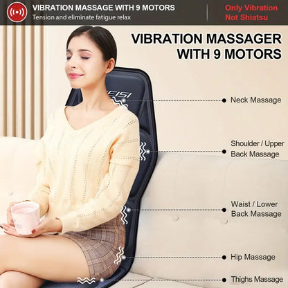 Full Back Massager with Heat – Shiatsu Chair Pad, Deep-Kneading, Adjustable Intensity