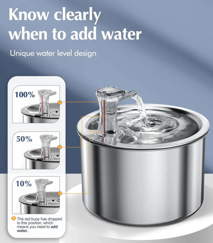 Cat Water Fountain with Motion Sensor – Stainless Steel Design with Filter Included