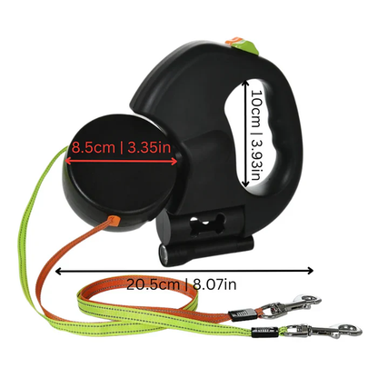 Dual Dog Leash with LED Light – 360° Tangle-Free Swivel & Shock Absorbing Bungee