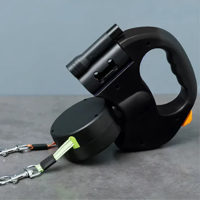 Dual Dog Leash with LED Light – 360° Tangle-Free Swivel & Shock Absorbing Bungee