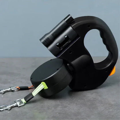Dual Dog Leash with LED Light – 360° Tangle-Free Swivel & Shock Absorbing Bungee