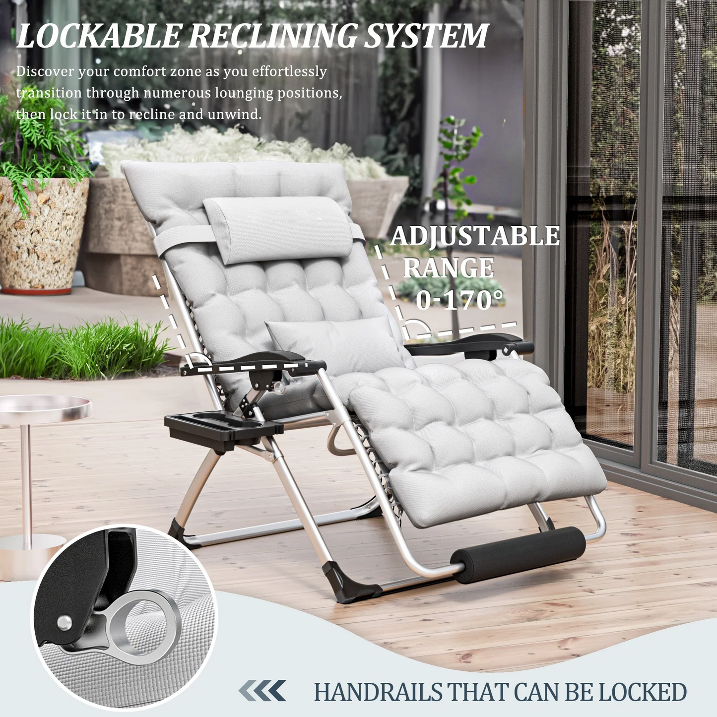 Big & Tall Outdoor Recliner – Oversized 500LB Folding Patio Lounge Chair | Ventayan