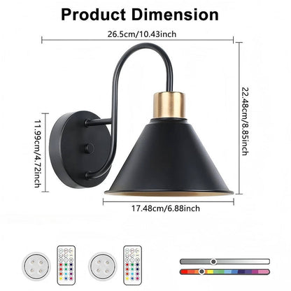 2PKS Battery Operated Wall Sconces with Remote Dimmable Wireless LED Wall Lamp