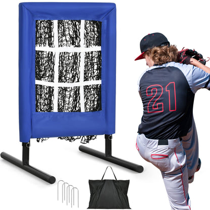 9 Hole Portable Baseball Pitching Net With Strike Zone