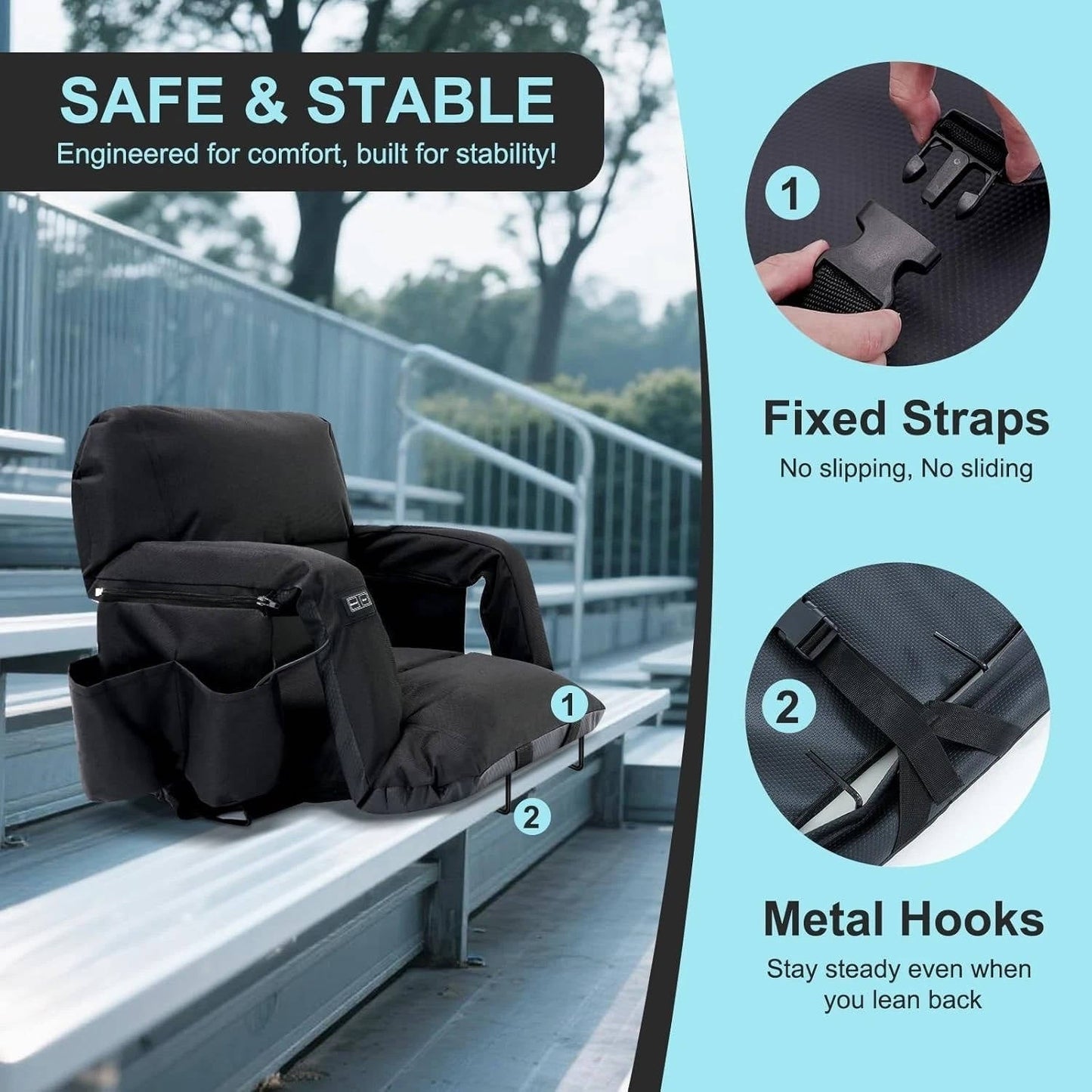Heated Stadium Seat with Back Support