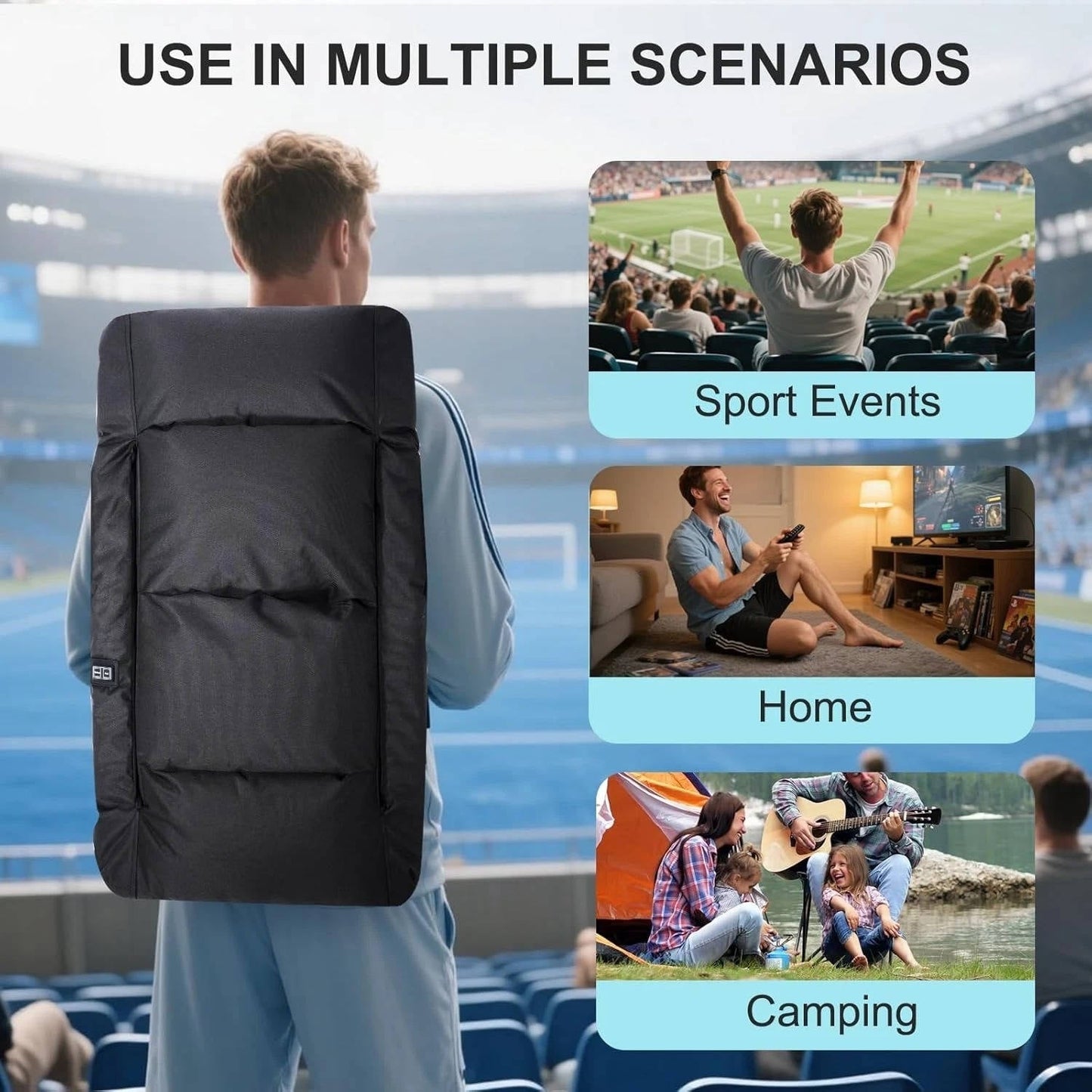 Heated Stadium Seat with Back Support