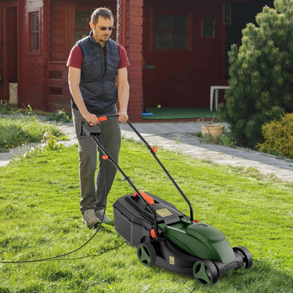 Corded Electric Lawn Mower 2 in 1 Walk Behind Push Mower with Bag for Garden