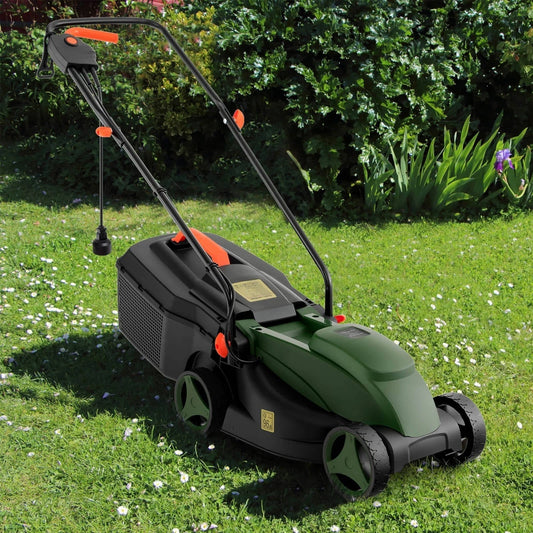 Corded Electric Lawn Mower 2 in 1 Walk Behind Push Mower with Bag for Garden