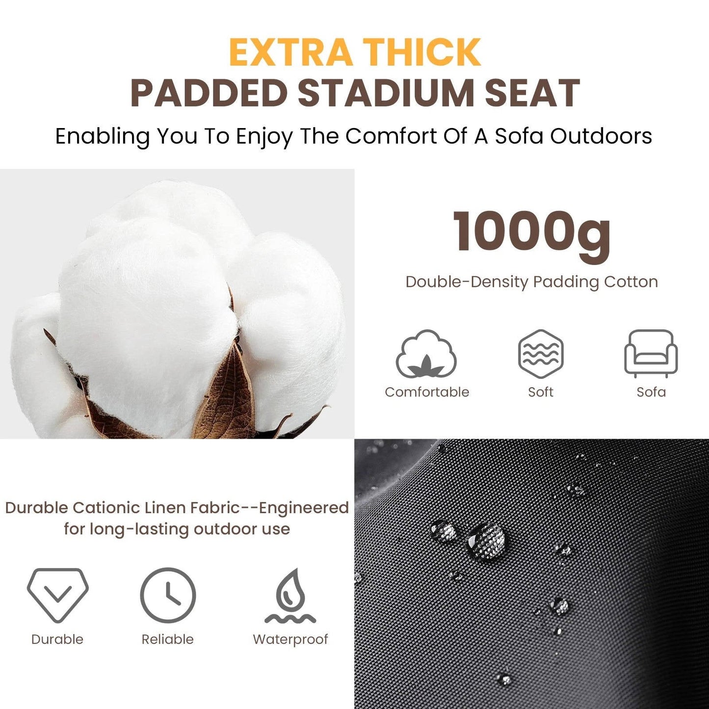 Heated Stadium Seat with Back Support