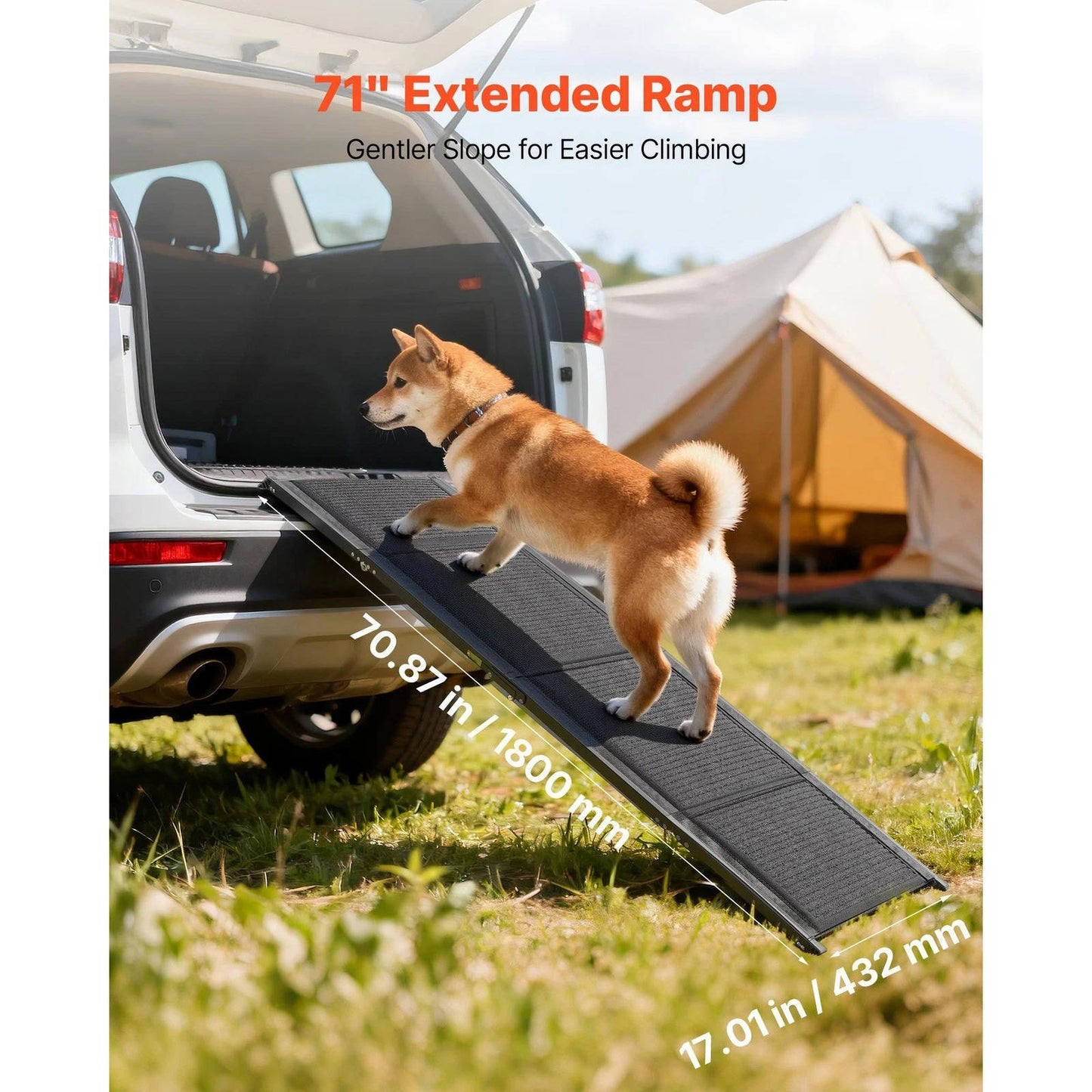 Foldable Outdoor Dog Ramp for Car, 250lb Capacity, Non Slip