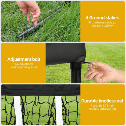 9 Hole Portable Baseball Pitching Net With Strike Zone