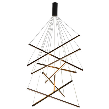 Minimalist Strip Stepless Dimming LED Black Modern Chandelier with Remote