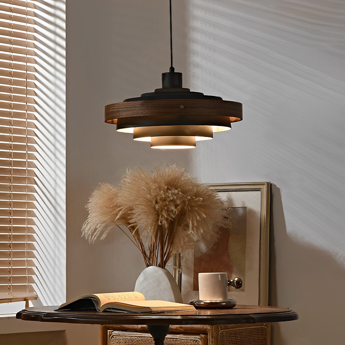 Modern Minimalist Shaded Drum Pendant Light