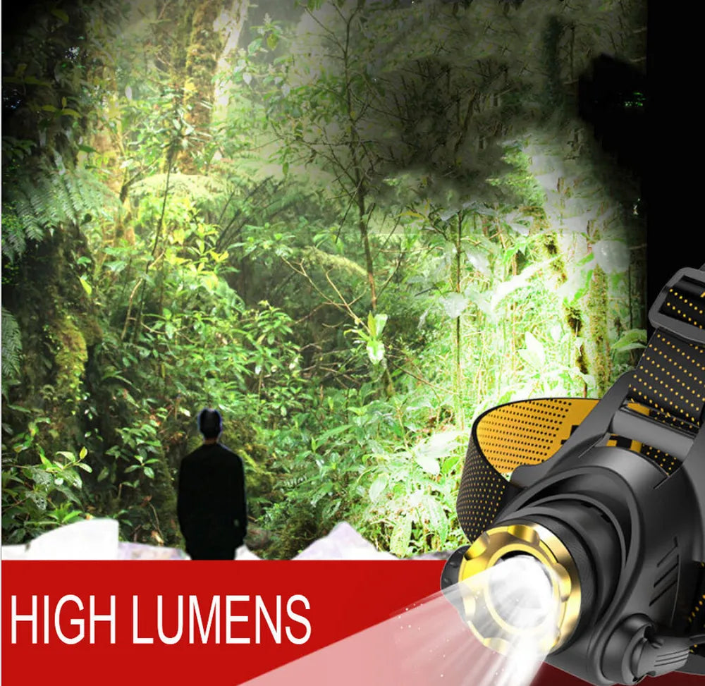 990000LM LED Rechargeable Headlamp – Zoomable Tactical Head Torch