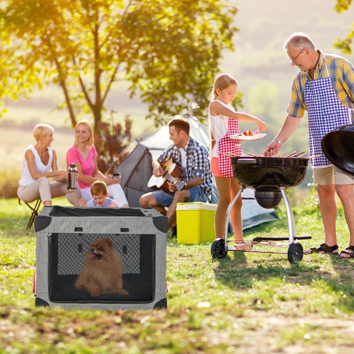 Heavy Duty Collapsible Large Pet Dog Cat Covered Travel Crate