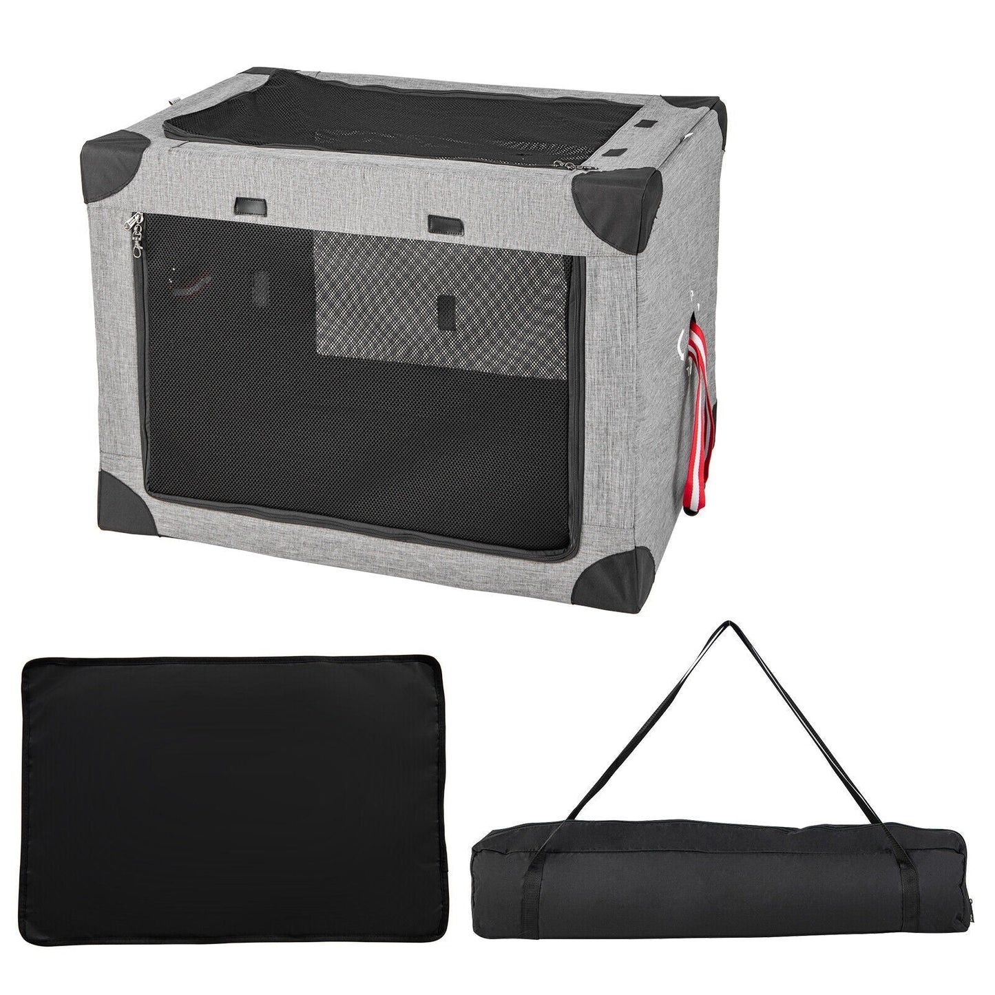 Heavy Duty Collapsible Large Pet Dog Cat Covered Travel Crate