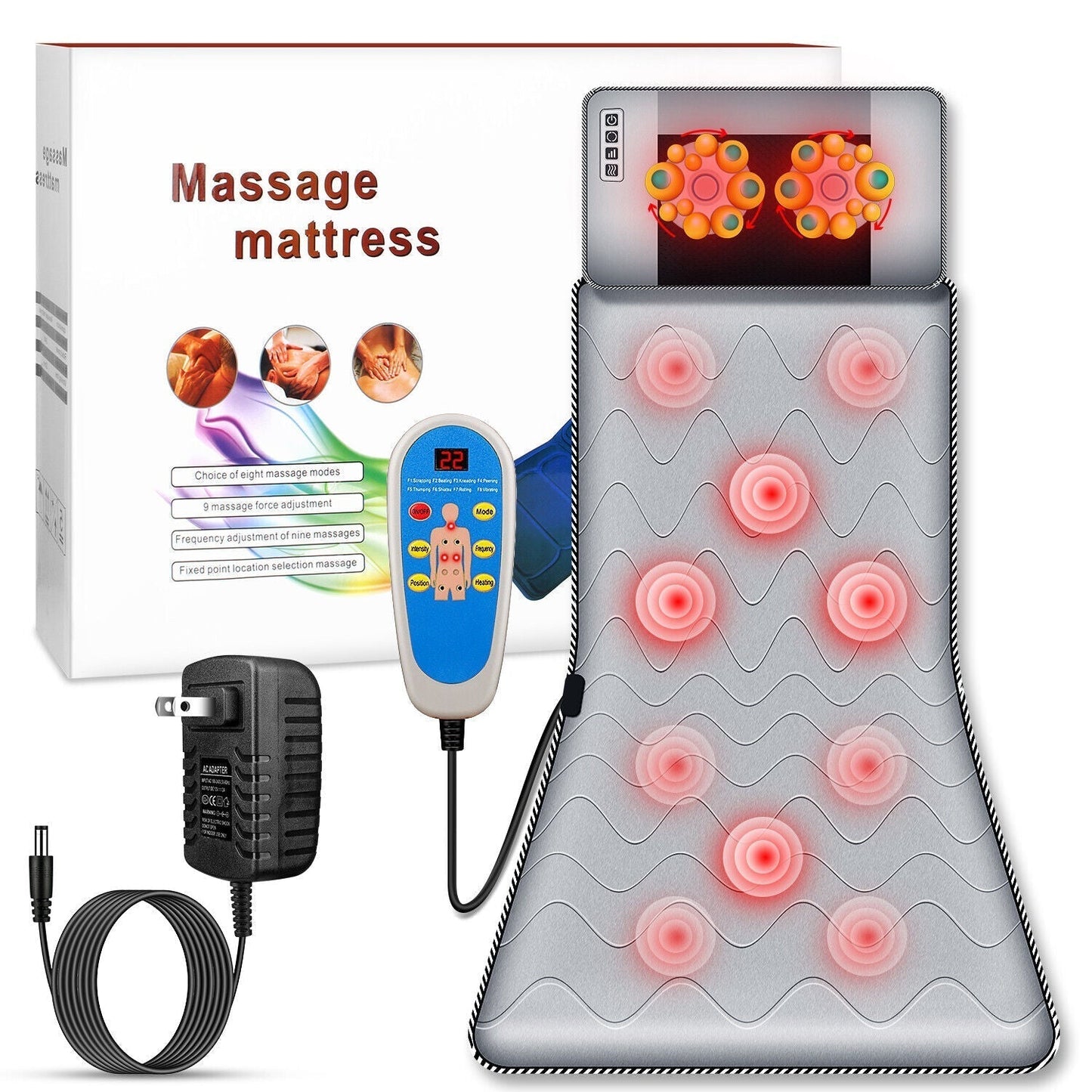 Heated Electric Full Body Massage Mat – Portable Foldable Mattress Pad with Vibration