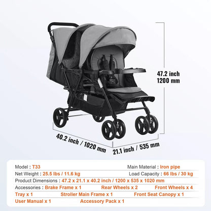 Foldable Double Stroller