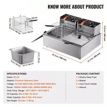 25Qt Commercial Electric Deep Fryer